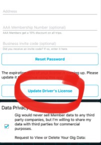 drivers license update image from app
